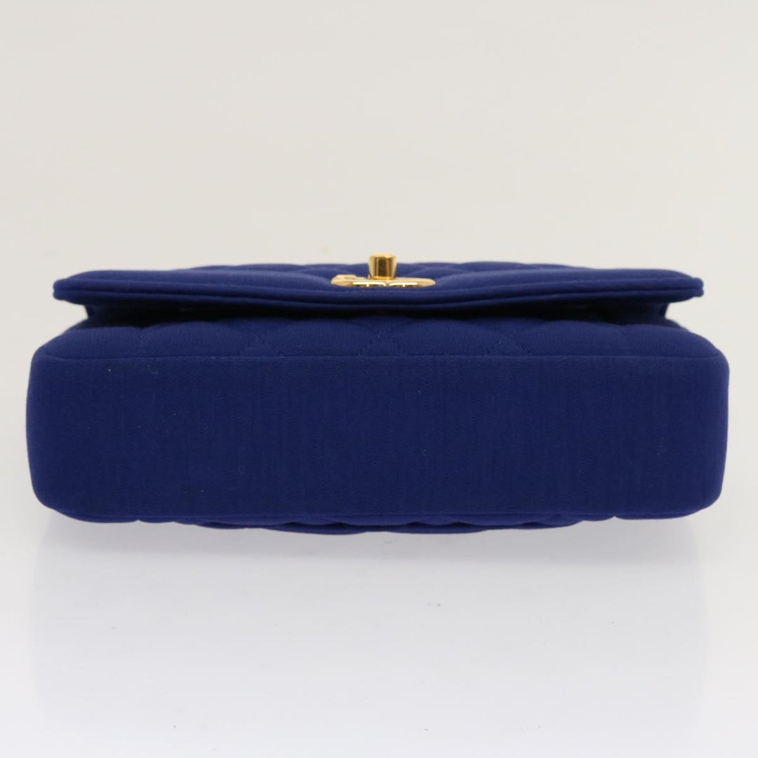 Chanel Diana Matelasse Chain Shoulder Bag Canvas Blue CC Auth 70391A