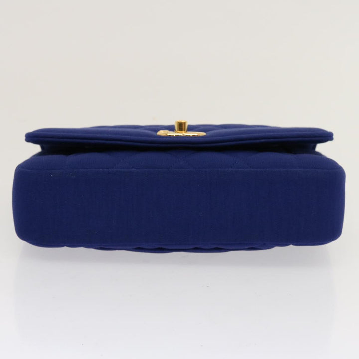 Chanel Diana Matelasse Chain Shoulder Bag Canvas Blue CC Auth 70391A