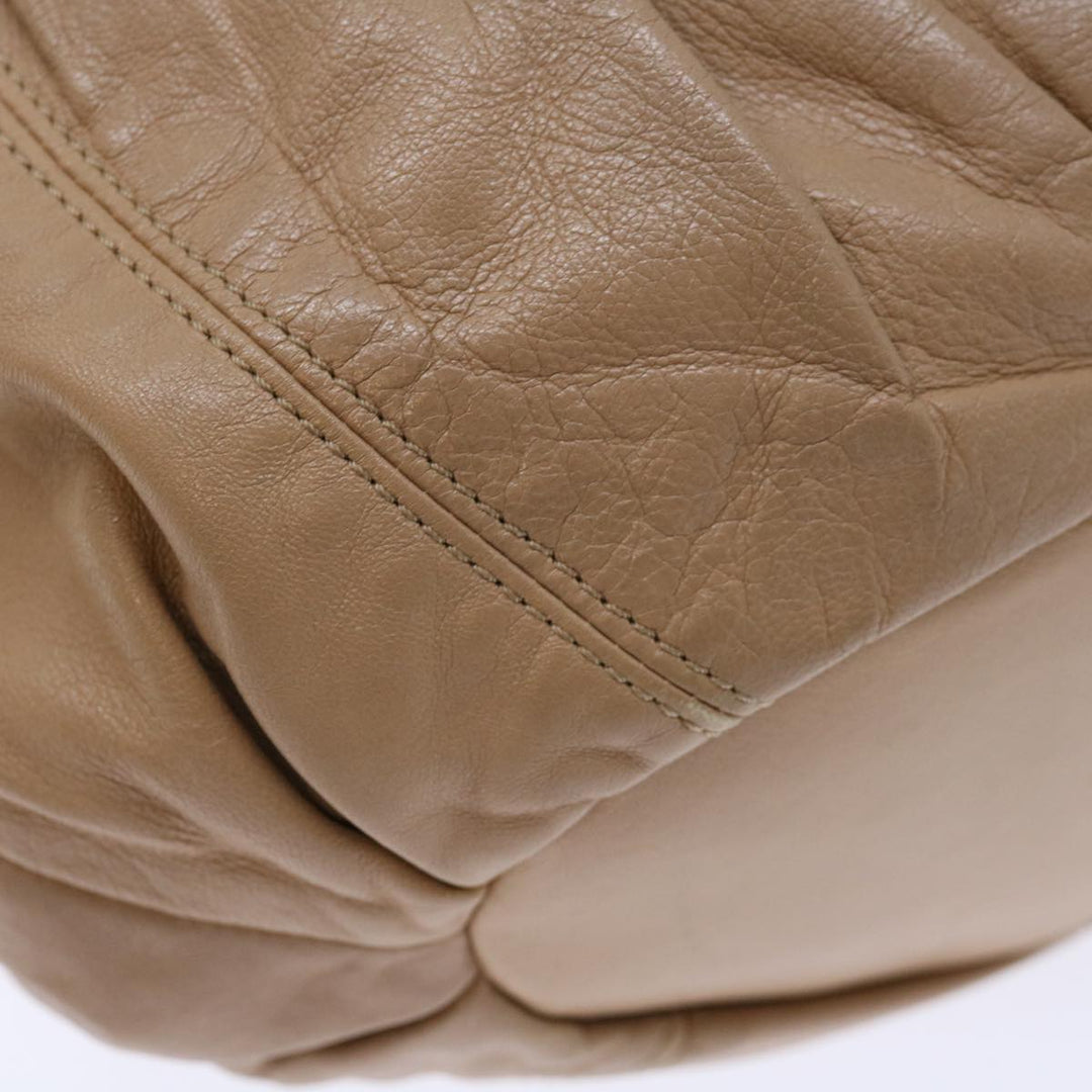 Celine Hand Bag Leather 2way Beige Auth 70407