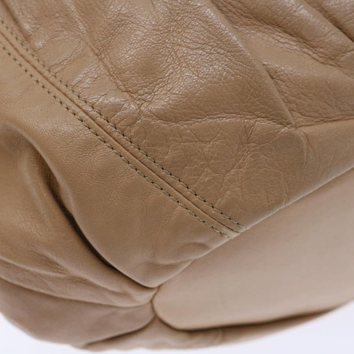 Celine Hand Bag Leather 2way Beige Auth 70407