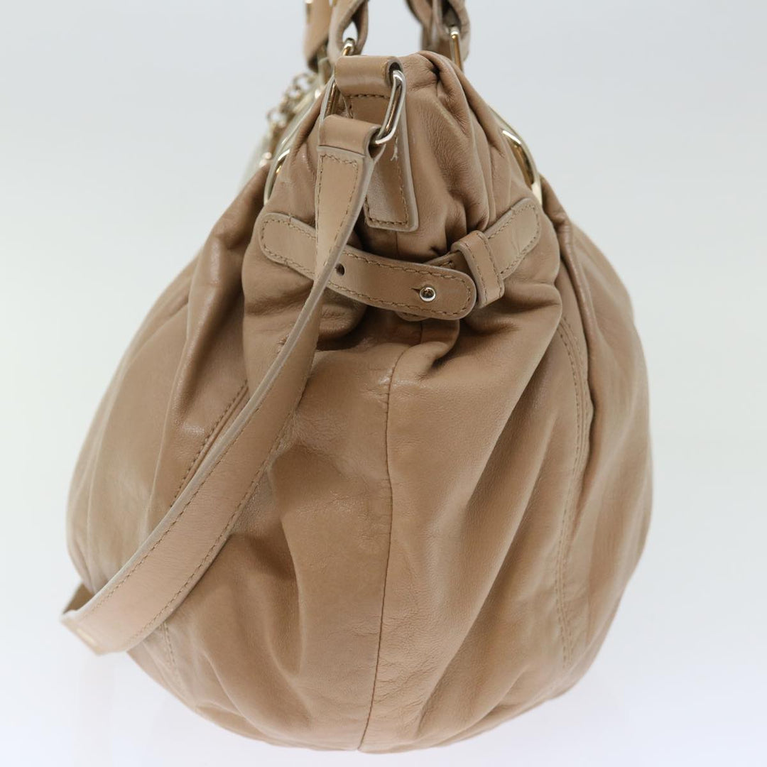 Celine Hand Bag Leather 2way Beige Auth 70407