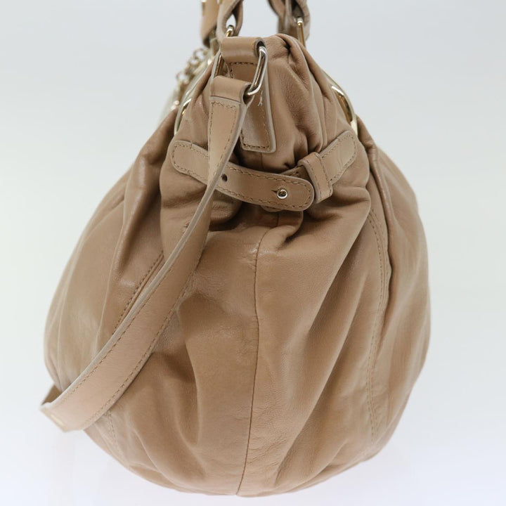 Celine Hand Bag Leather 2way Beige Auth 70407