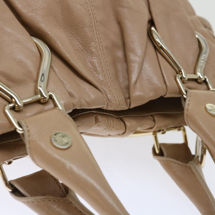 Celine Hand Bag Leather 2way Beige Auth 70407
