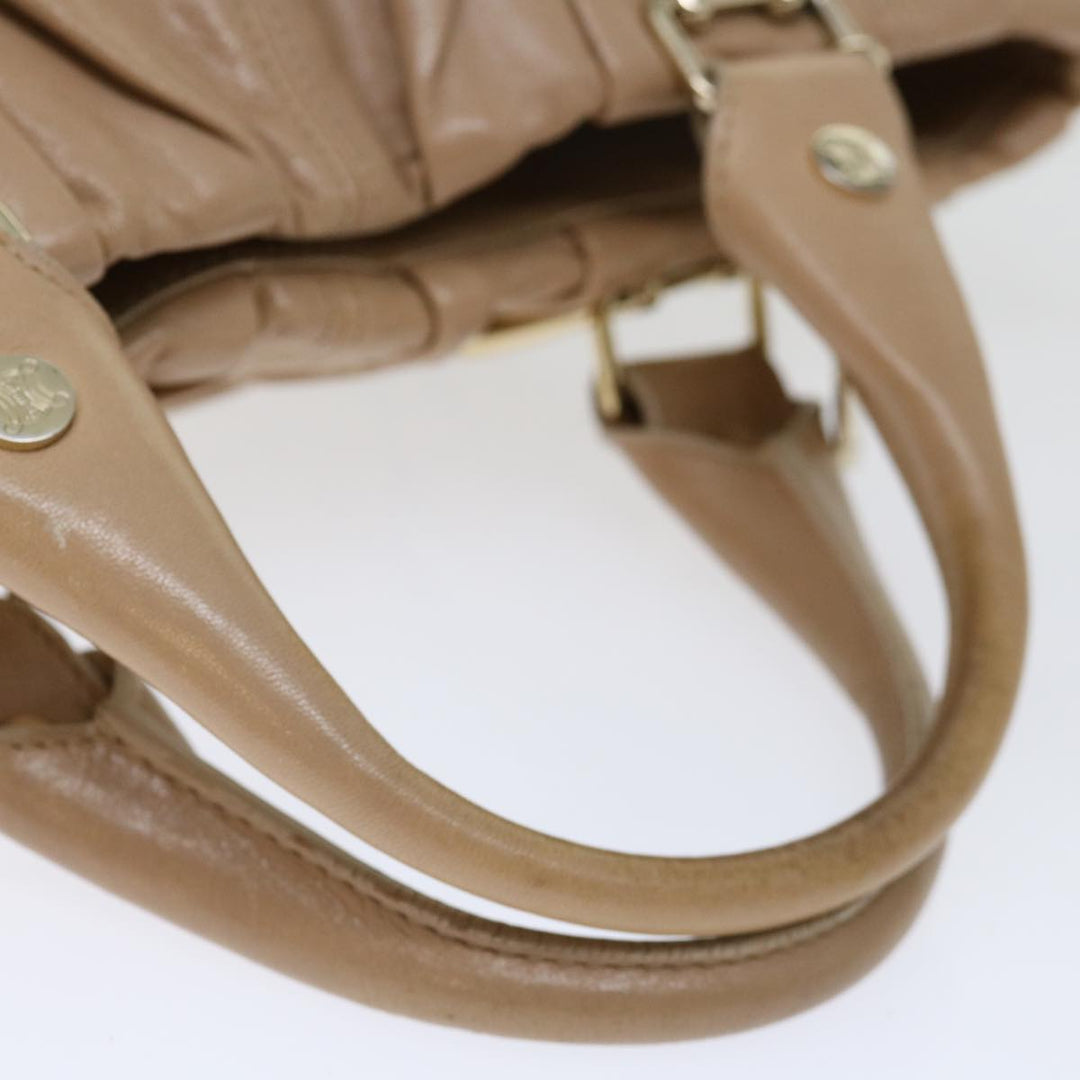 Celine Hand Bag Leather 2way Beige Auth 70407