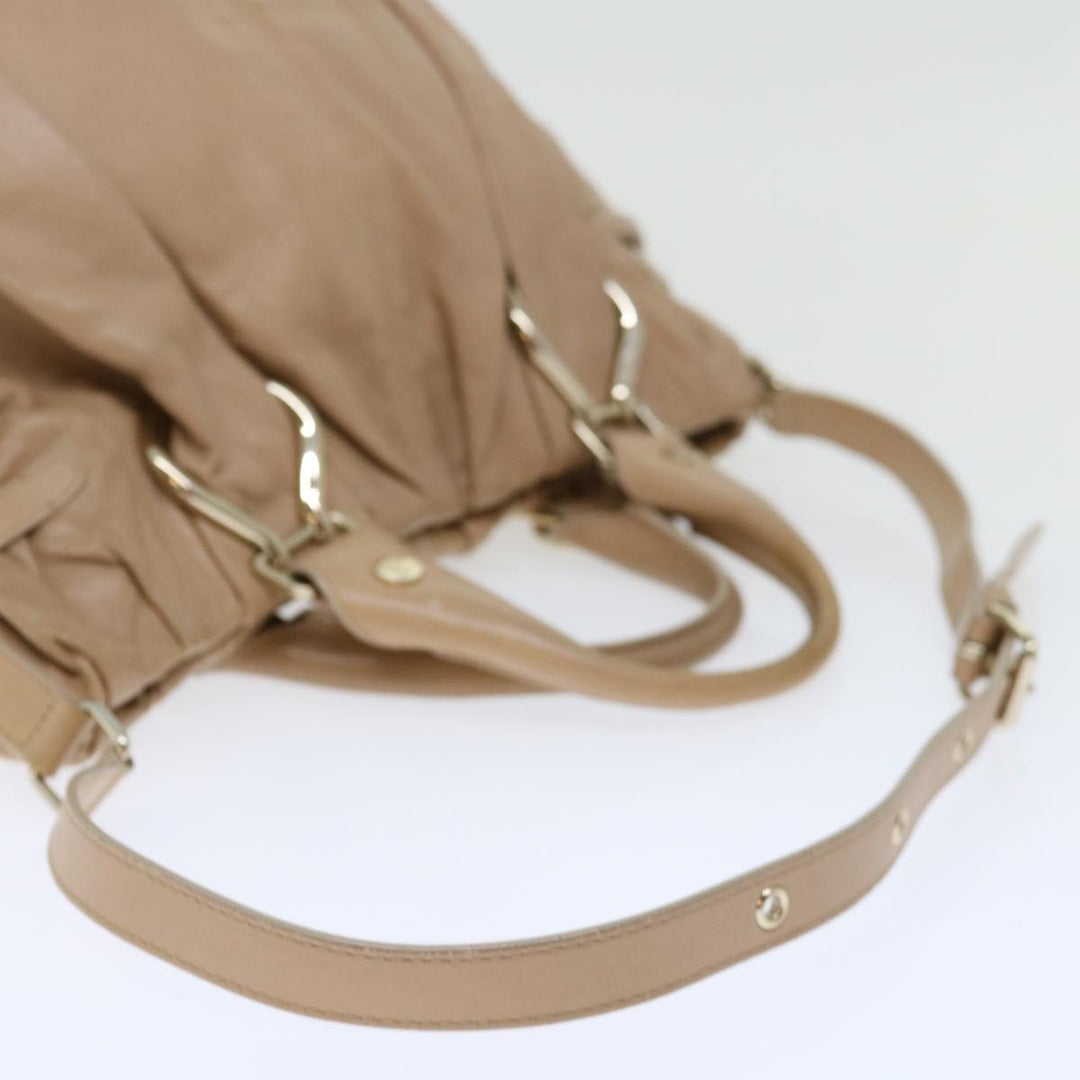 Celine Hand Bag Leather 2way Beige Auth 70407