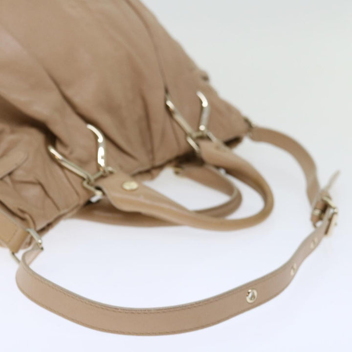 Celine Hand Bag Leather 2way Beige Auth 70407