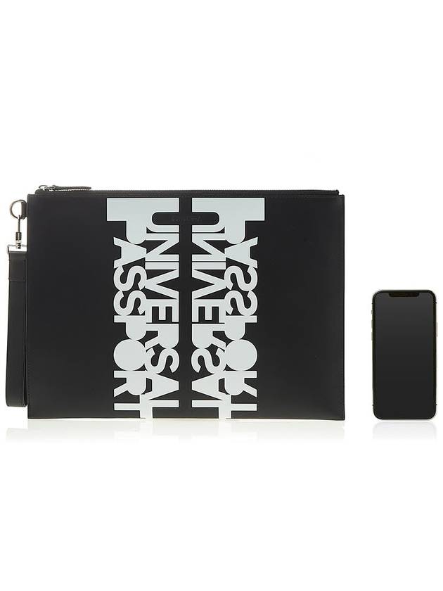 Burberry Universal Passport Leather Clutch Bag Black