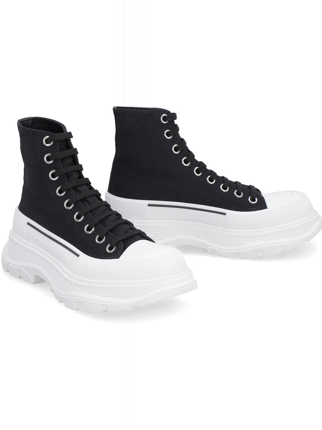 BLACK CANVAS TREAD SLICK BOOTS