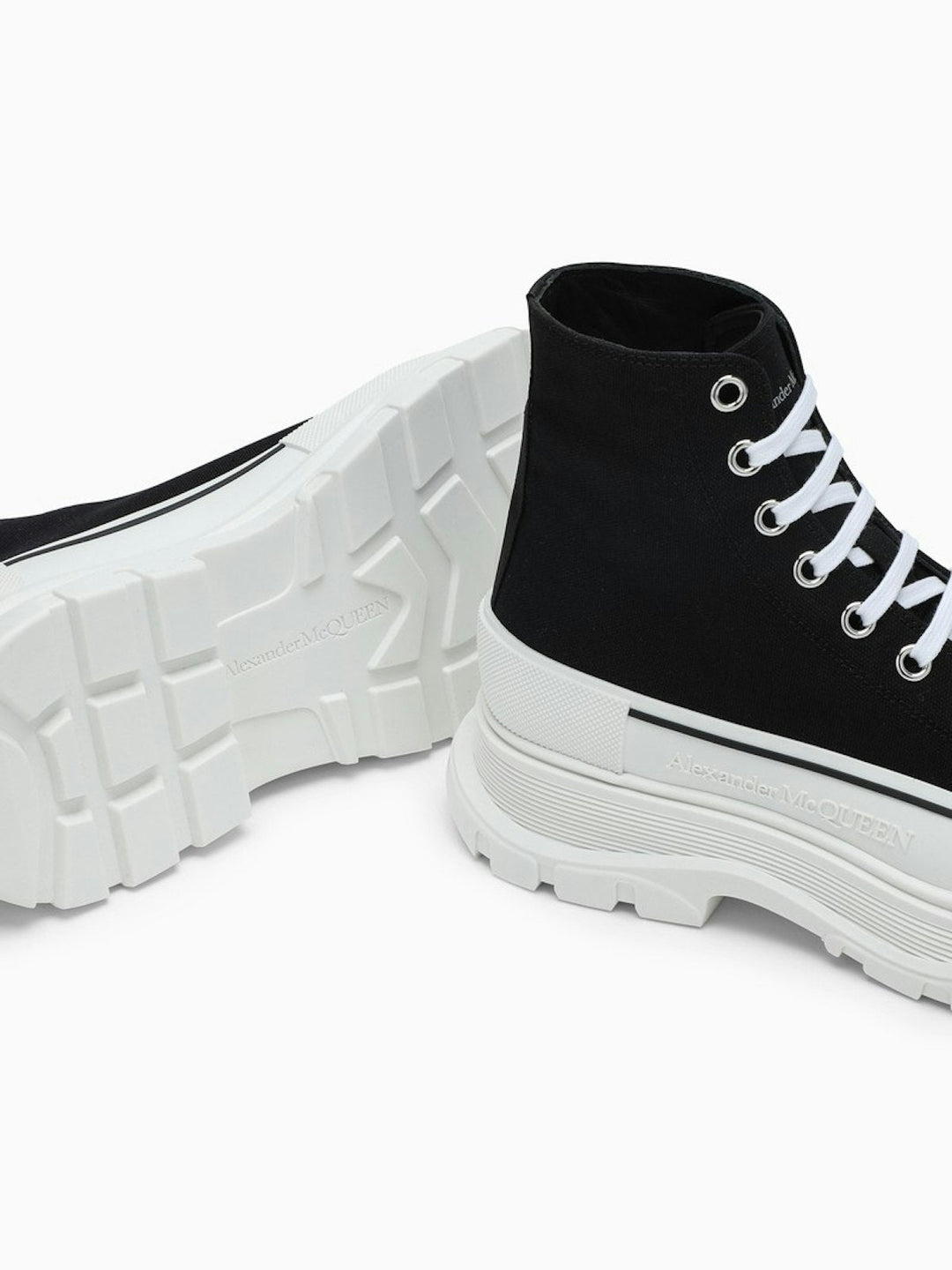 BLACK CANVAS TREAD SLICK BOOTS