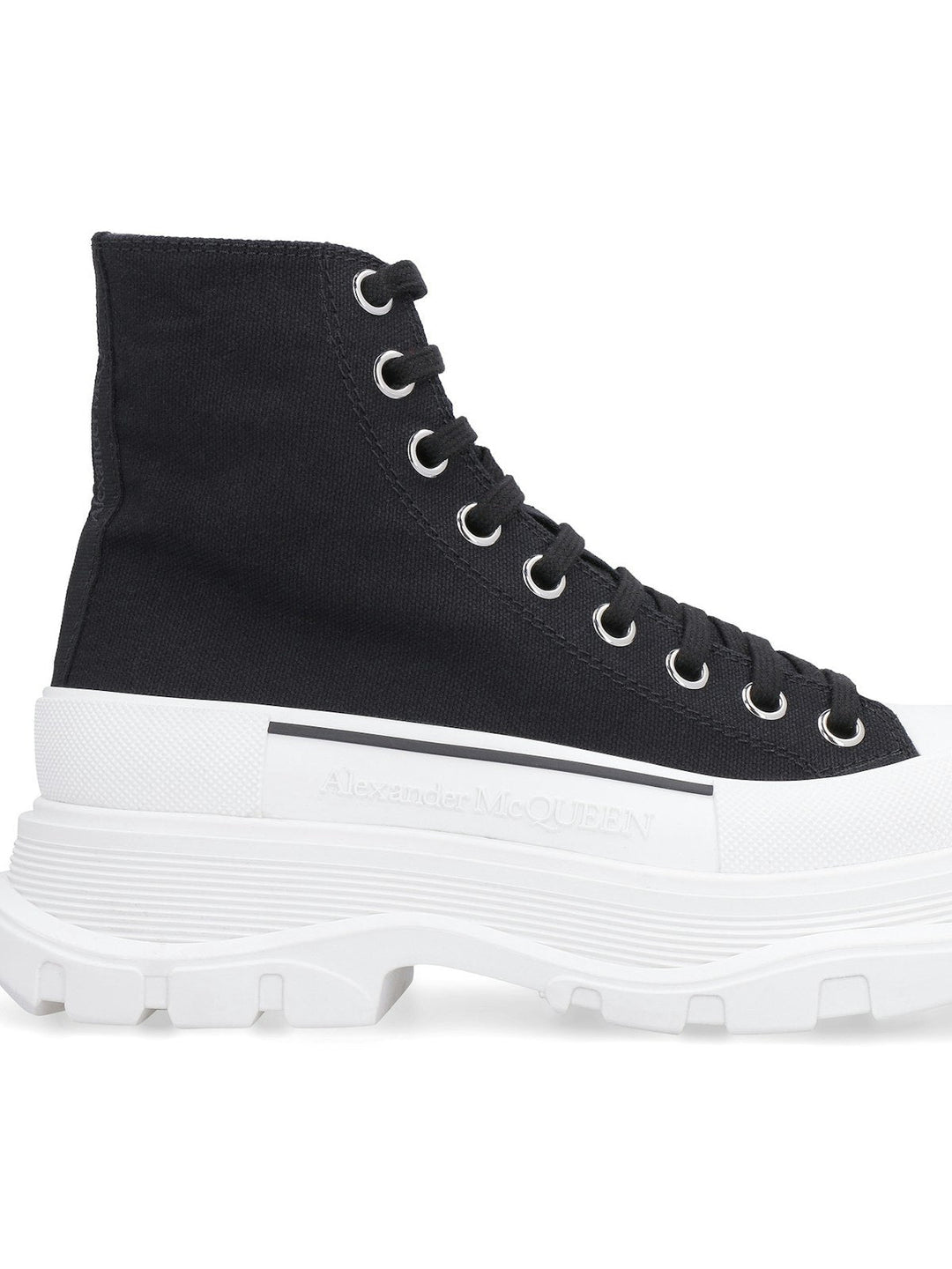 BLACK CANVAS TREAD SLICK BOOTS