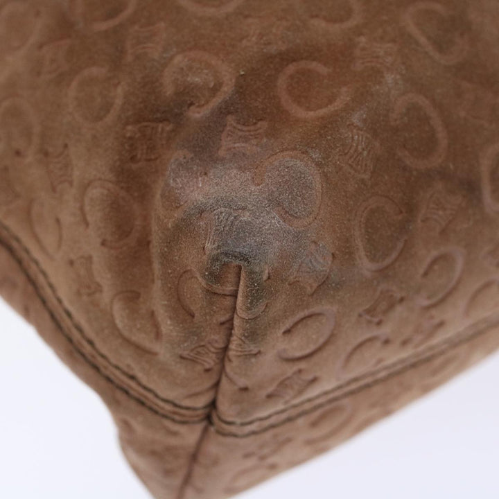 Celine C Macadam Canvas Hand Bag Suede Brown Auth 70595