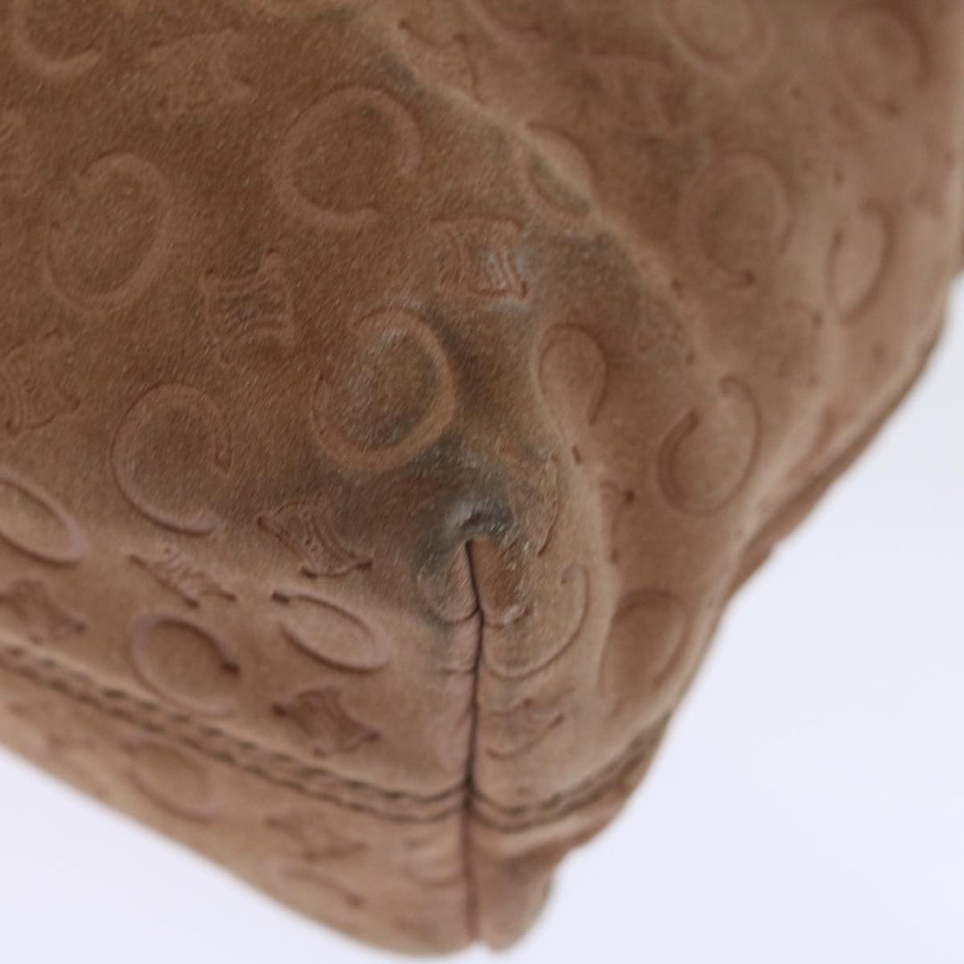 Celine C Macadam Canvas Hand Bag Suede Brown Auth 70595