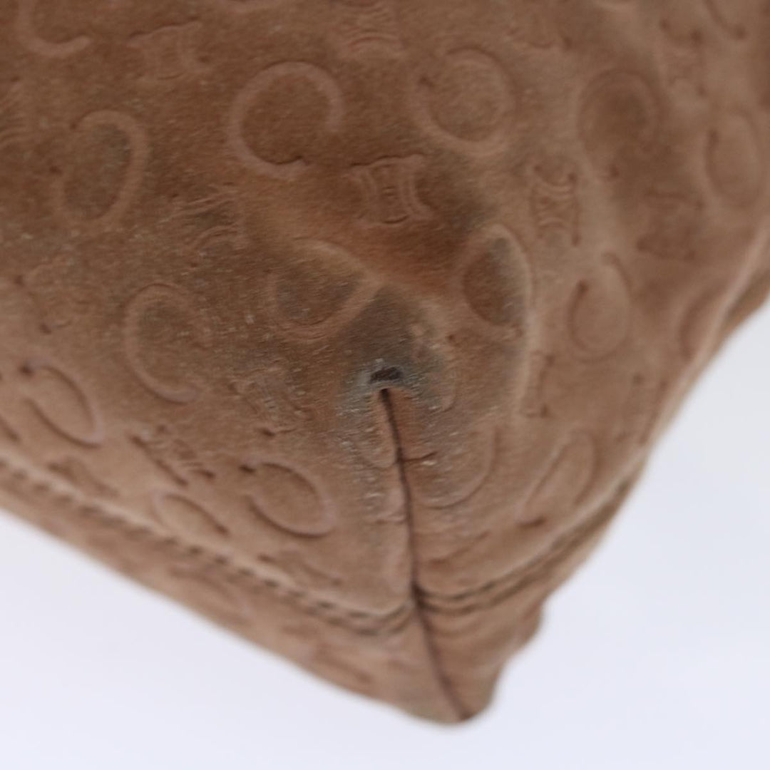 Celine C Macadam Canvas Hand Bag Suede Brown Auth 70595