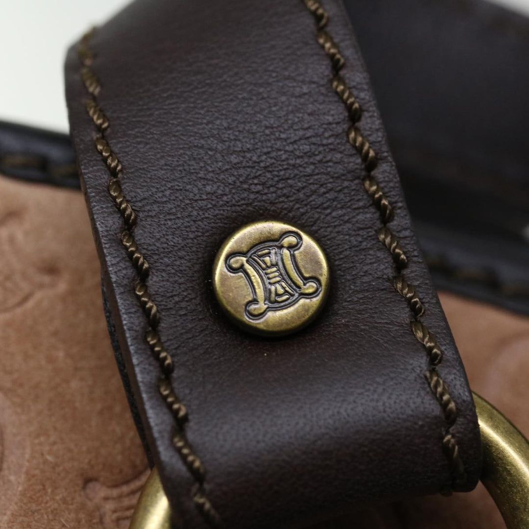 Celine C Macadam Canvas Hand Bag Suede Brown Auth 70595