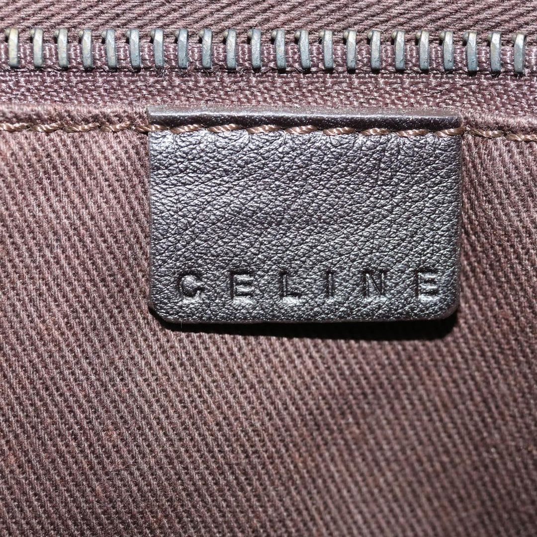 Celine C Macadam Canvas Hand Bag Suede Brown Auth 70595