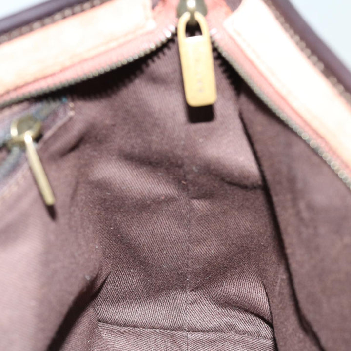 Celine C Macadam Canvas Hand Bag Suede Brown Auth 70595