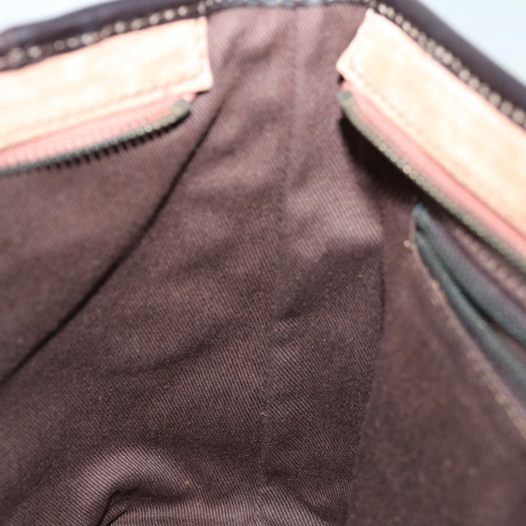 Celine C Macadam Canvas Hand Bag Suede Brown Auth 70595