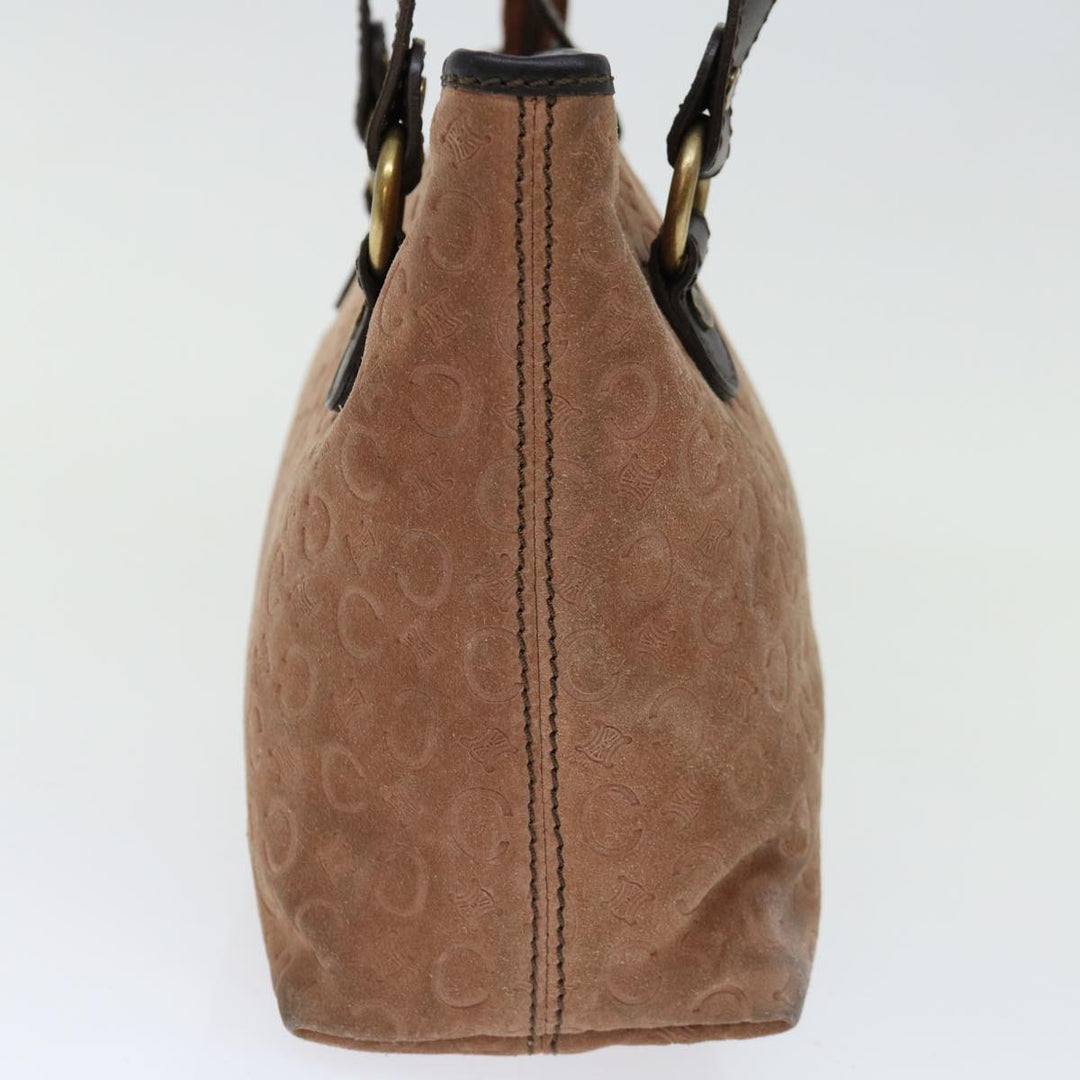 Celine C Macadam Canvas Hand Bag Suede Brown Auth 70595