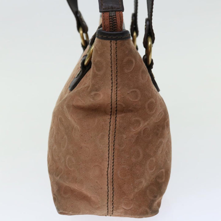Celine C Macadam Canvas Hand Bag Suede Brown Auth 70595