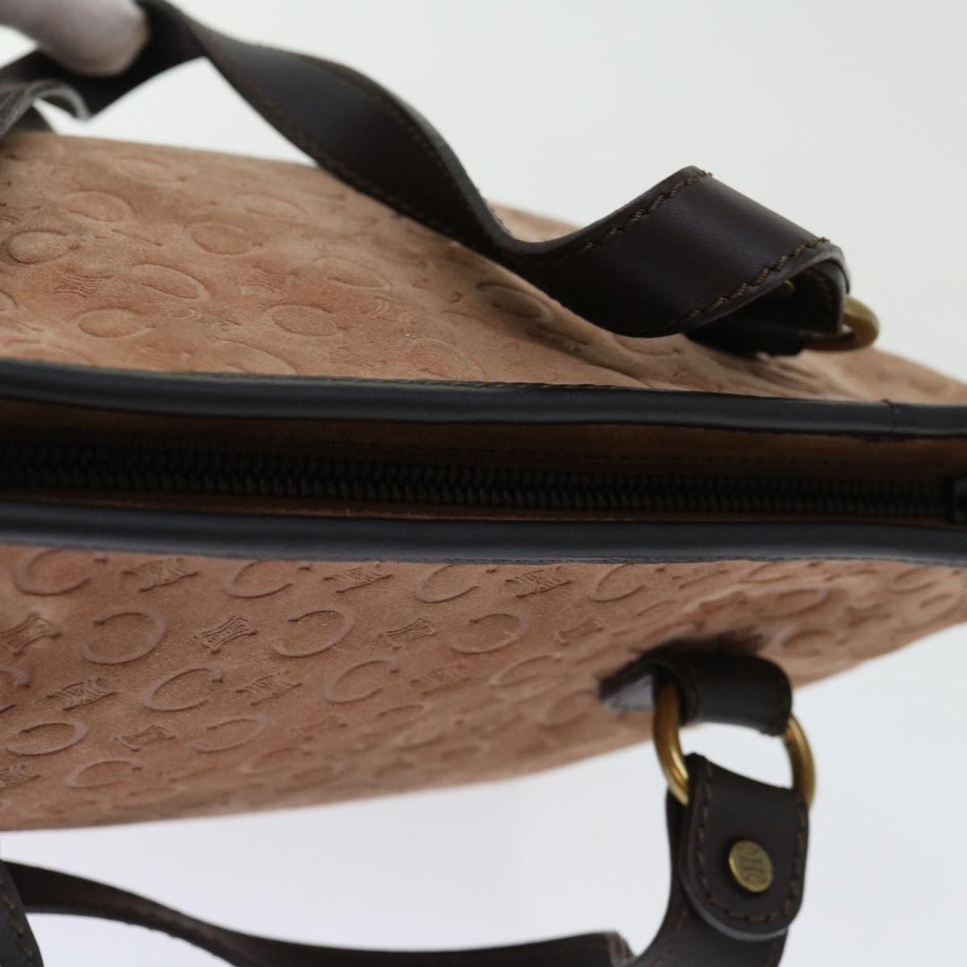 Celine C Macadam Canvas Hand Bag Suede Brown Auth 70595