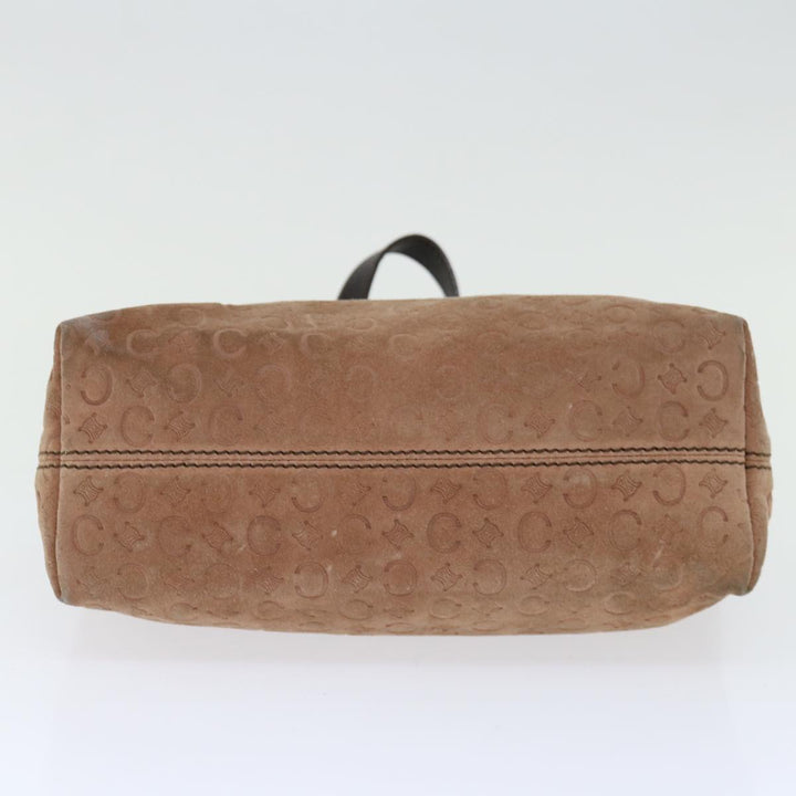 Celine C Macadam Canvas Hand Bag Suede Brown Auth 70595