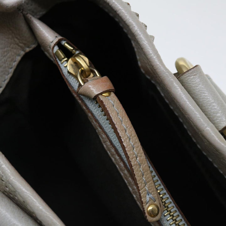 Celine Hand Bag Leather Gray Auth 70597