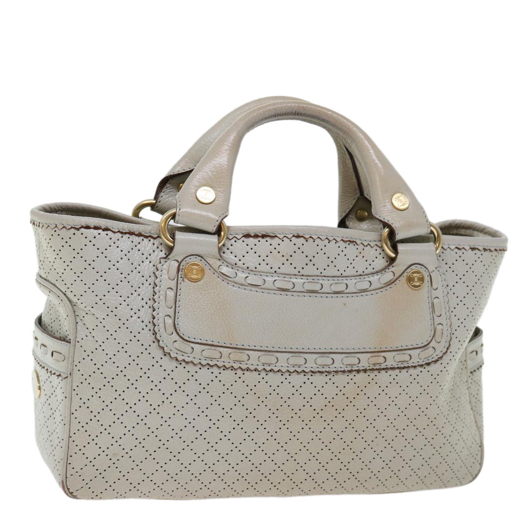 Celine Hand Bag Leather Gray Auth 70597