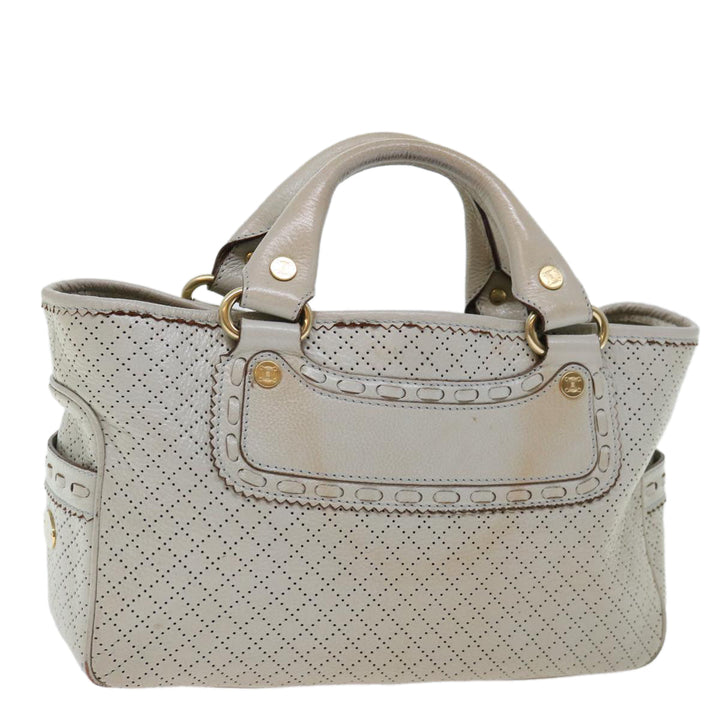 Celine Hand Bag Leather Gray Auth 70597