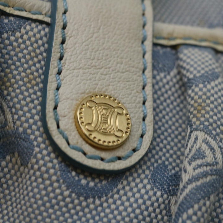 Celine C Macadam Canvas Hand Bag Light Blue  70598