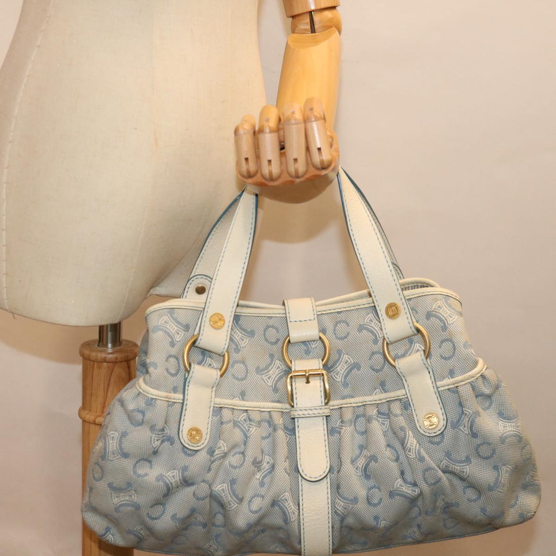 Celine C Macadam Canvas Hand Bag Light Blue  70598