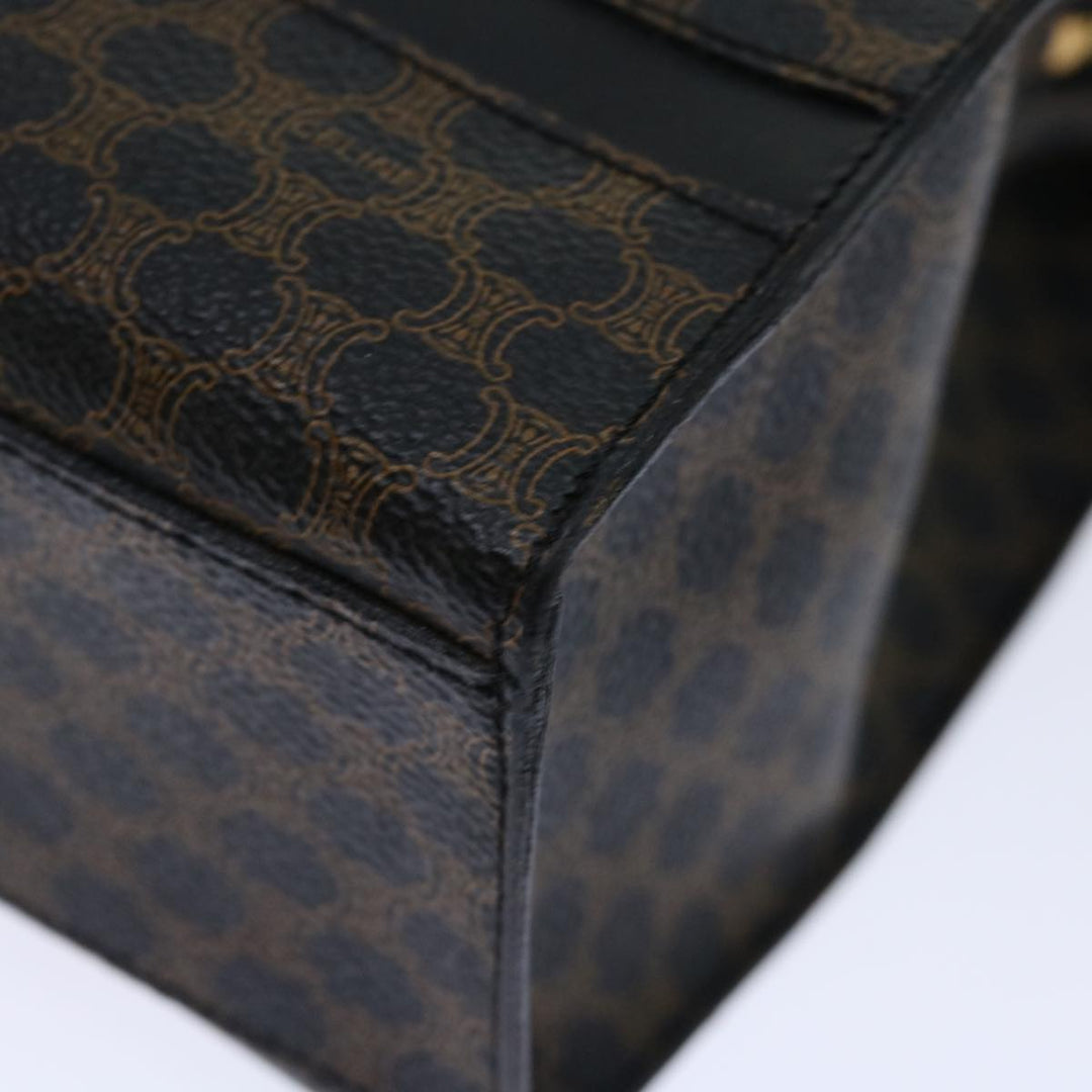 Celine Macadam Canvas Hand Bag PVC Brown Black Auth 70629