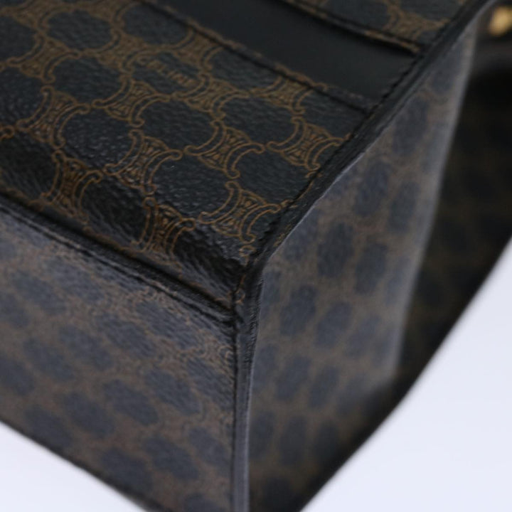 Celine Macadam Canvas Hand Bag PVC Brown Black Auth 70629