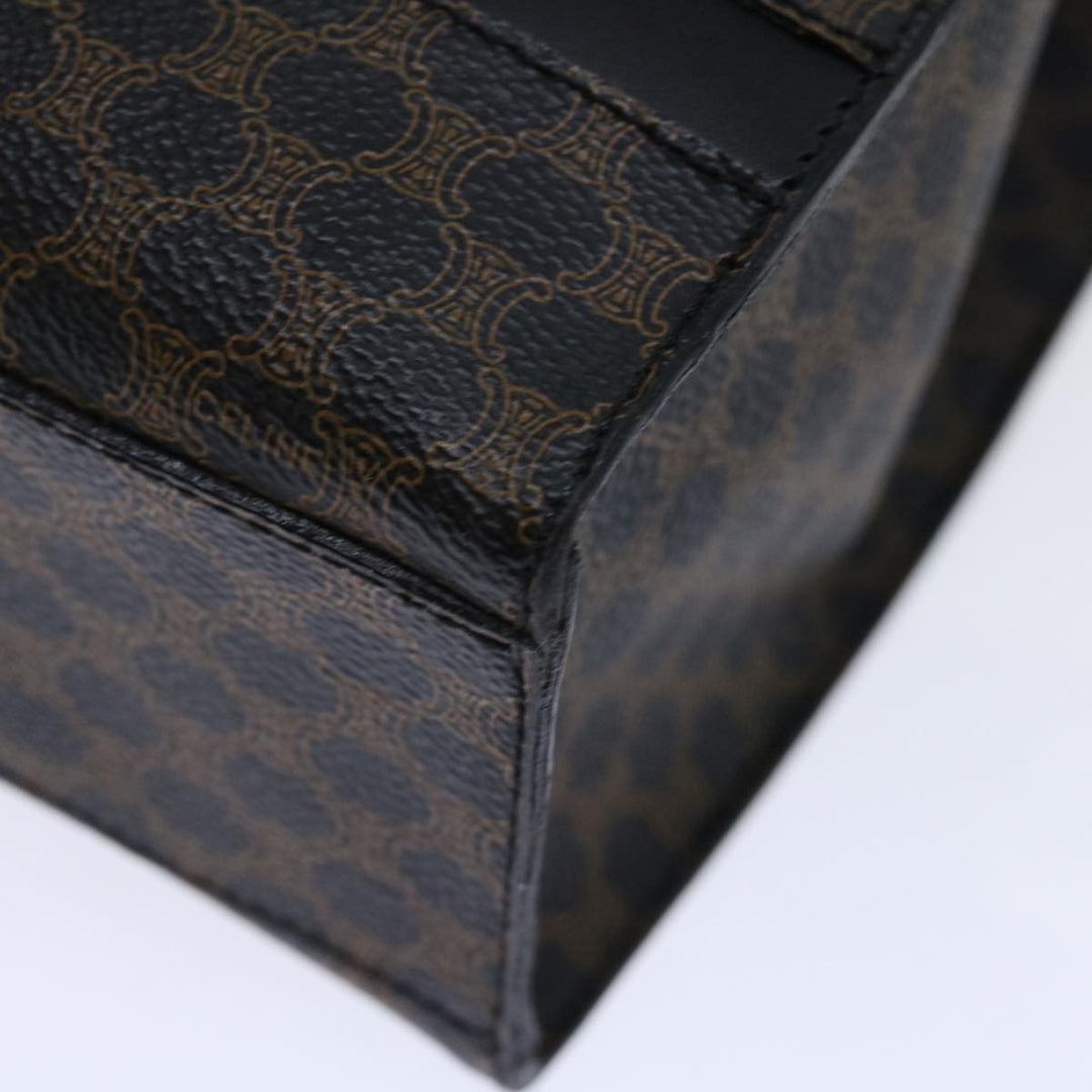 Celine Macadam Canvas Hand Bag PVC Brown Black Auth 70629