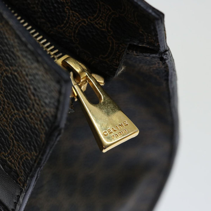 Celine Macadam Canvas Hand Bag PVC Brown Black Auth 70629