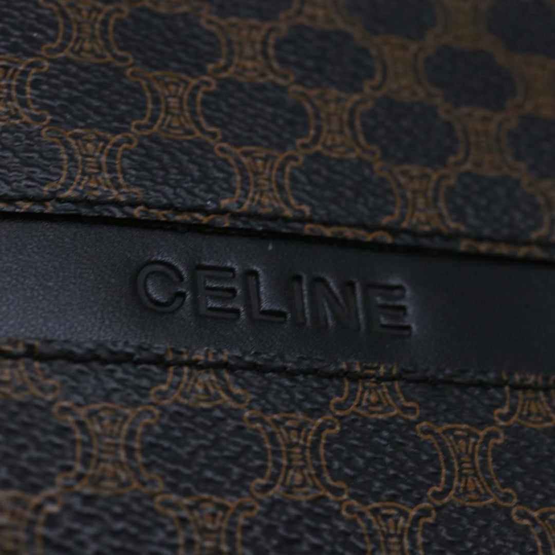 Celine Macadam Canvas Hand Bag PVC Brown Black Auth 70629