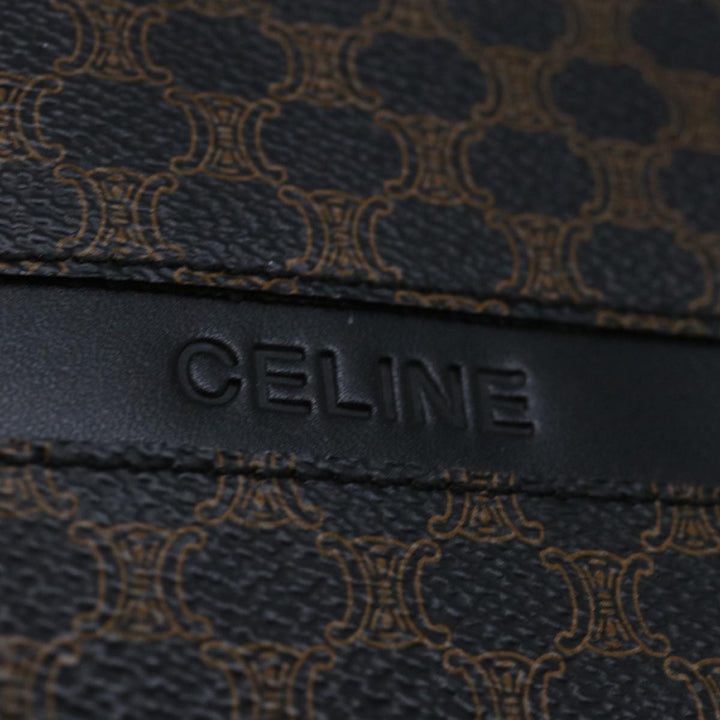 Celine Macadam Canvas Hand Bag PVC Brown Black Auth 70629