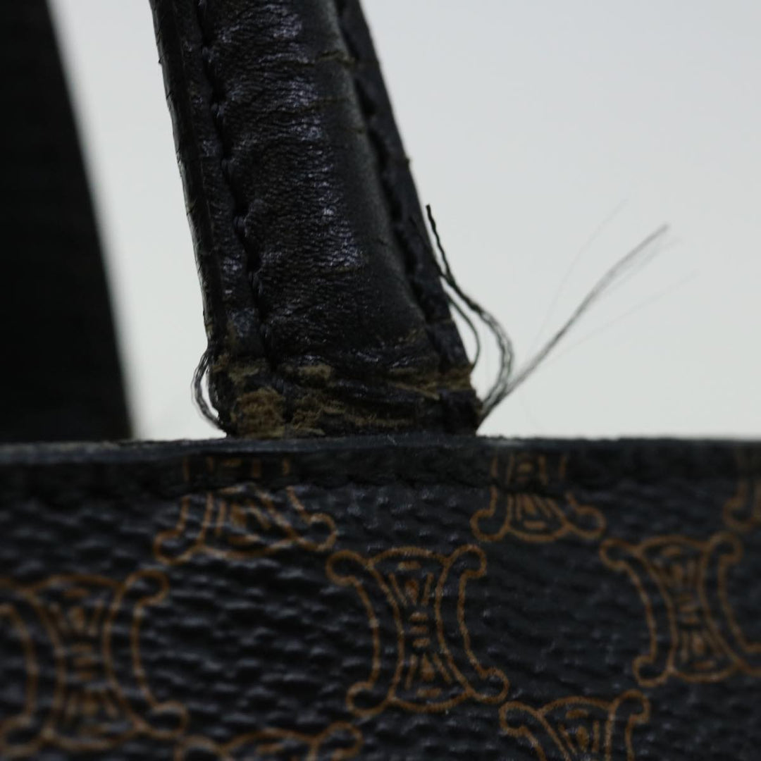 Celine Macadam Canvas Hand Bag PVC Brown Black Auth 70629
