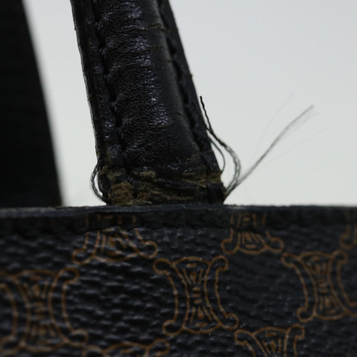 Celine Macadam Canvas Hand Bag PVC Brown Black Auth 70629
