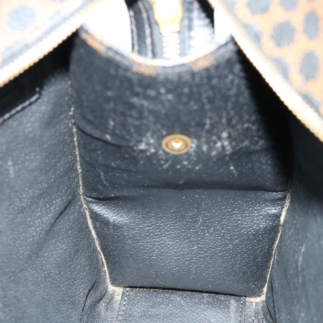 Celine Macadam Canvas Hand Bag PVC Brown Black Auth 70629
