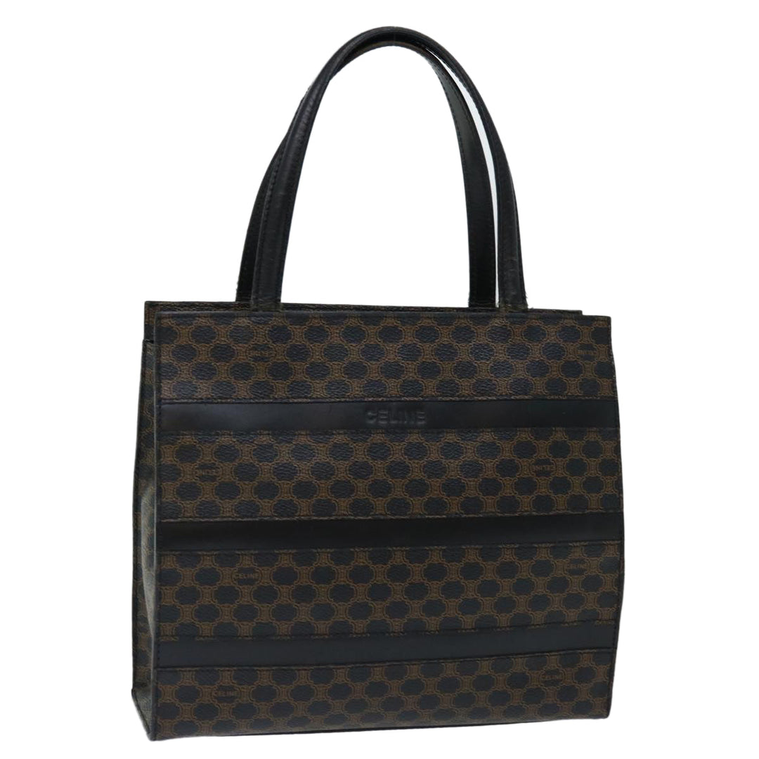 Celine Macadam Canvas Hand Bag PVC Brown Black Auth 70629