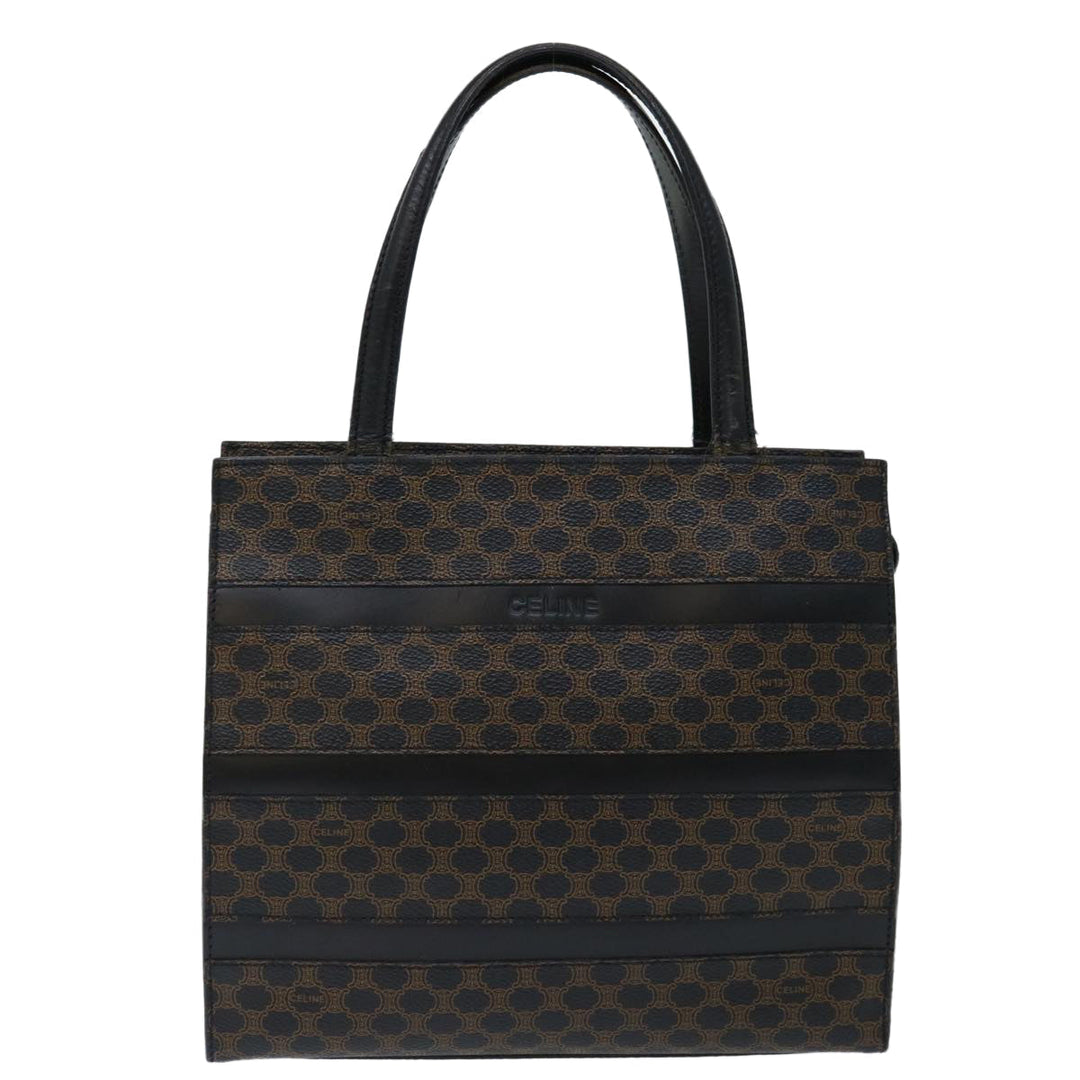 Celine Macadam Canvas Hand Bag PVC Brown Black Auth 70629