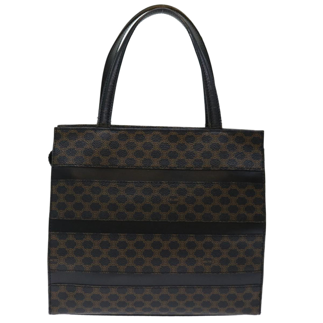 Celine Macadam Canvas Hand Bag PVC Brown Black Auth 70629