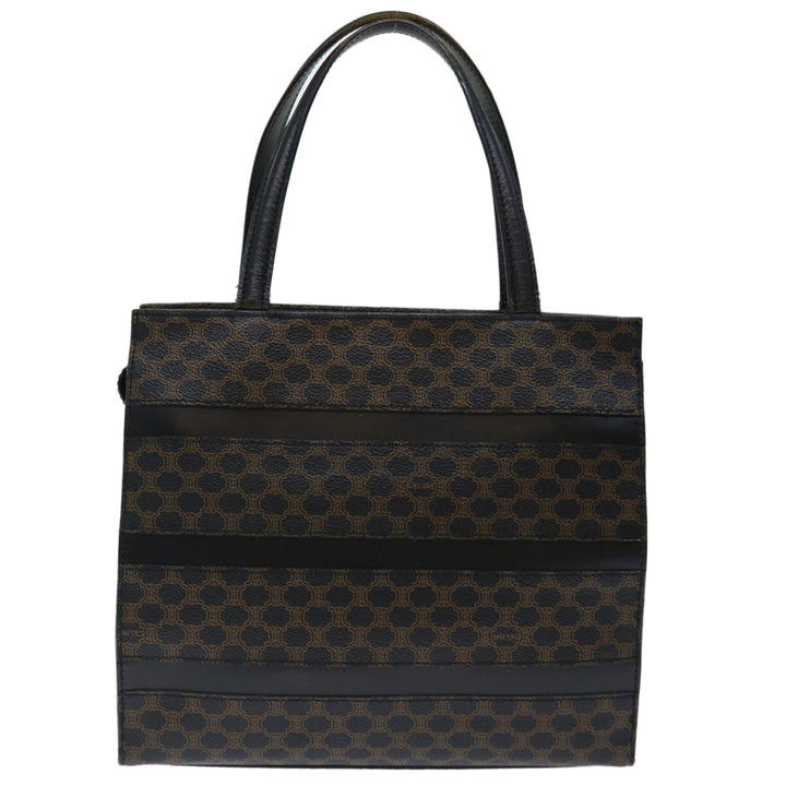 Celine Macadam Canvas Hand Bag PVC Brown Black Auth 70629