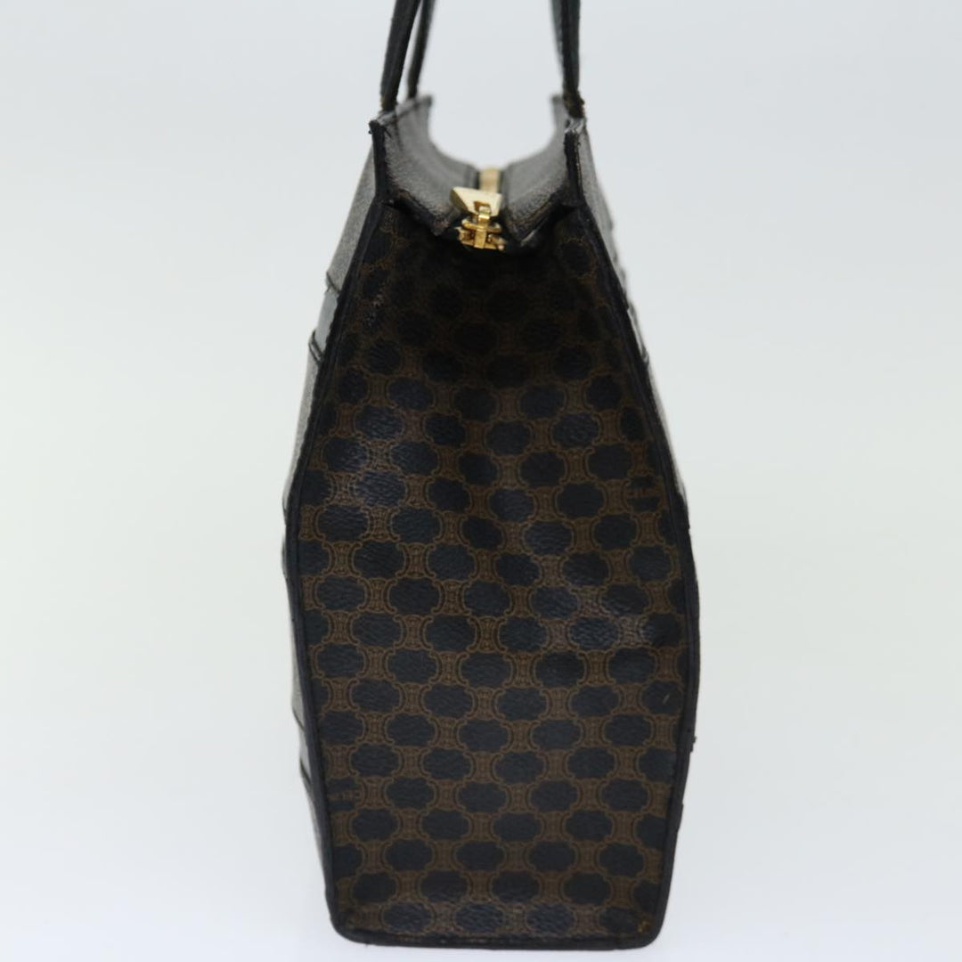 Celine Macadam Canvas Hand Bag PVC Brown Black Auth 70629