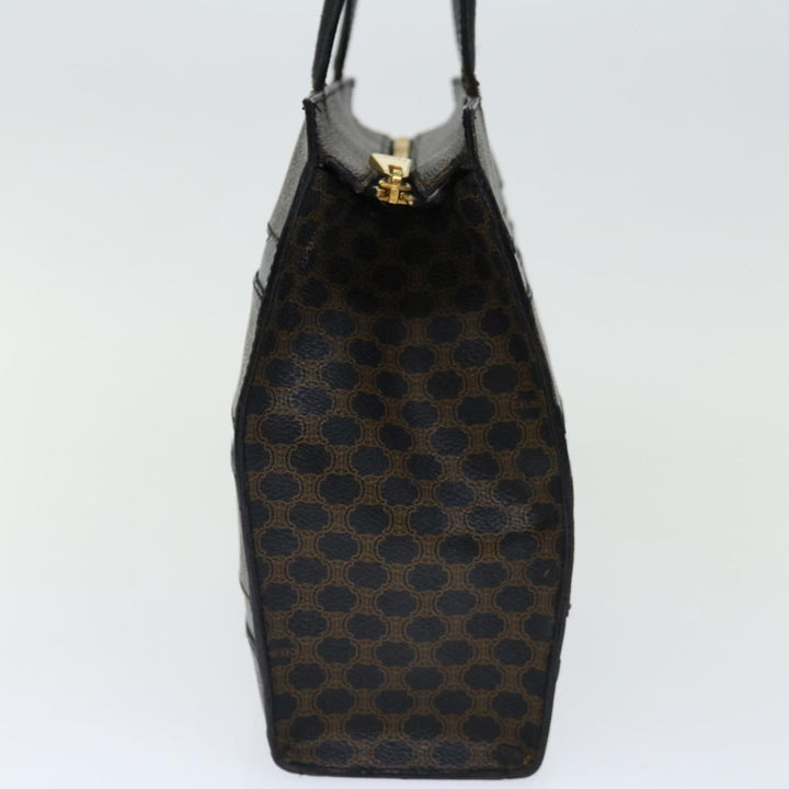 Celine Macadam Canvas Hand Bag PVC Brown Black Auth 70629