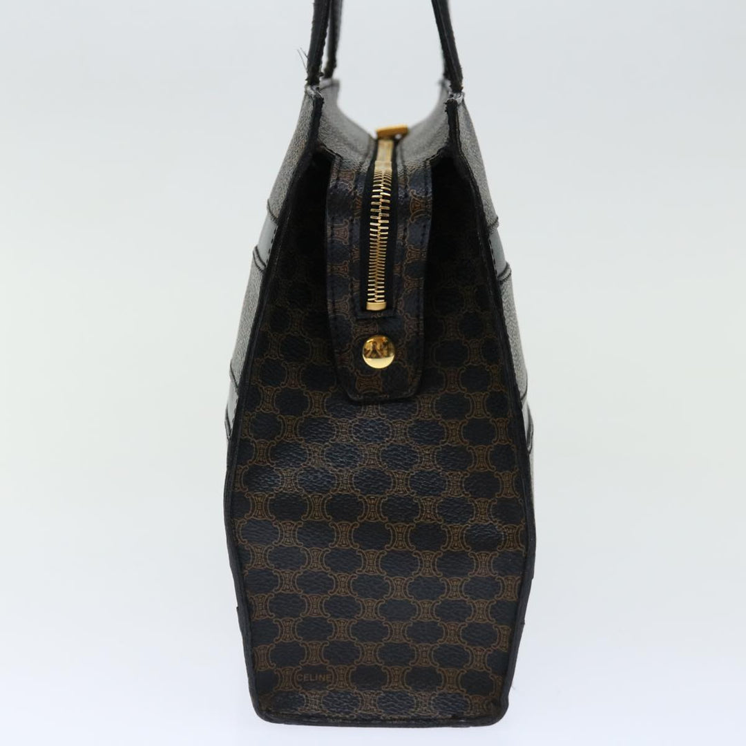 Celine Macadam Canvas Hand Bag PVC Brown Black Auth 70629