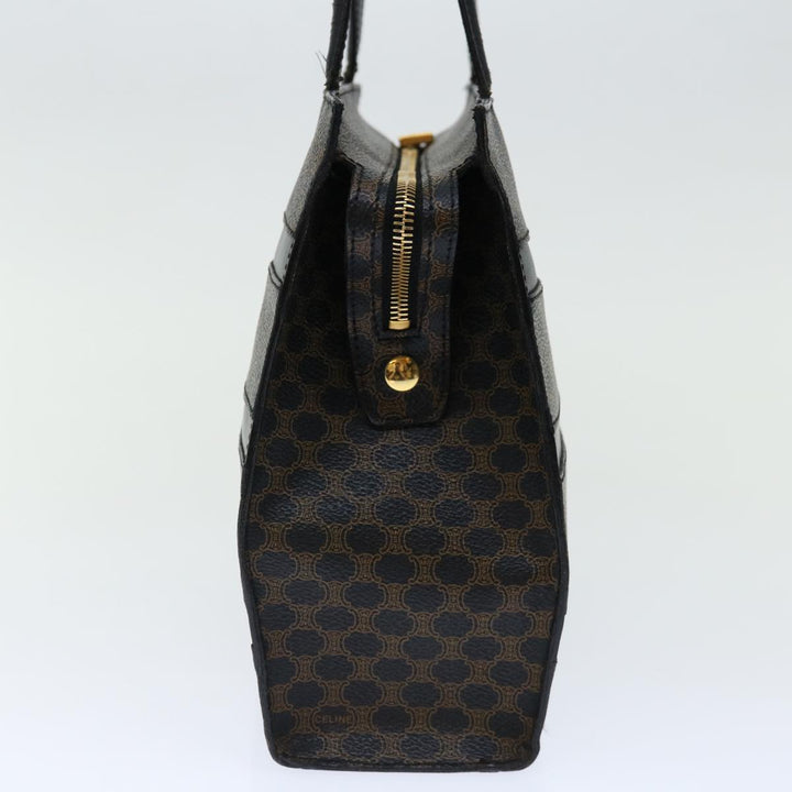 Celine Macadam Canvas Hand Bag PVC Brown Black Auth 70629