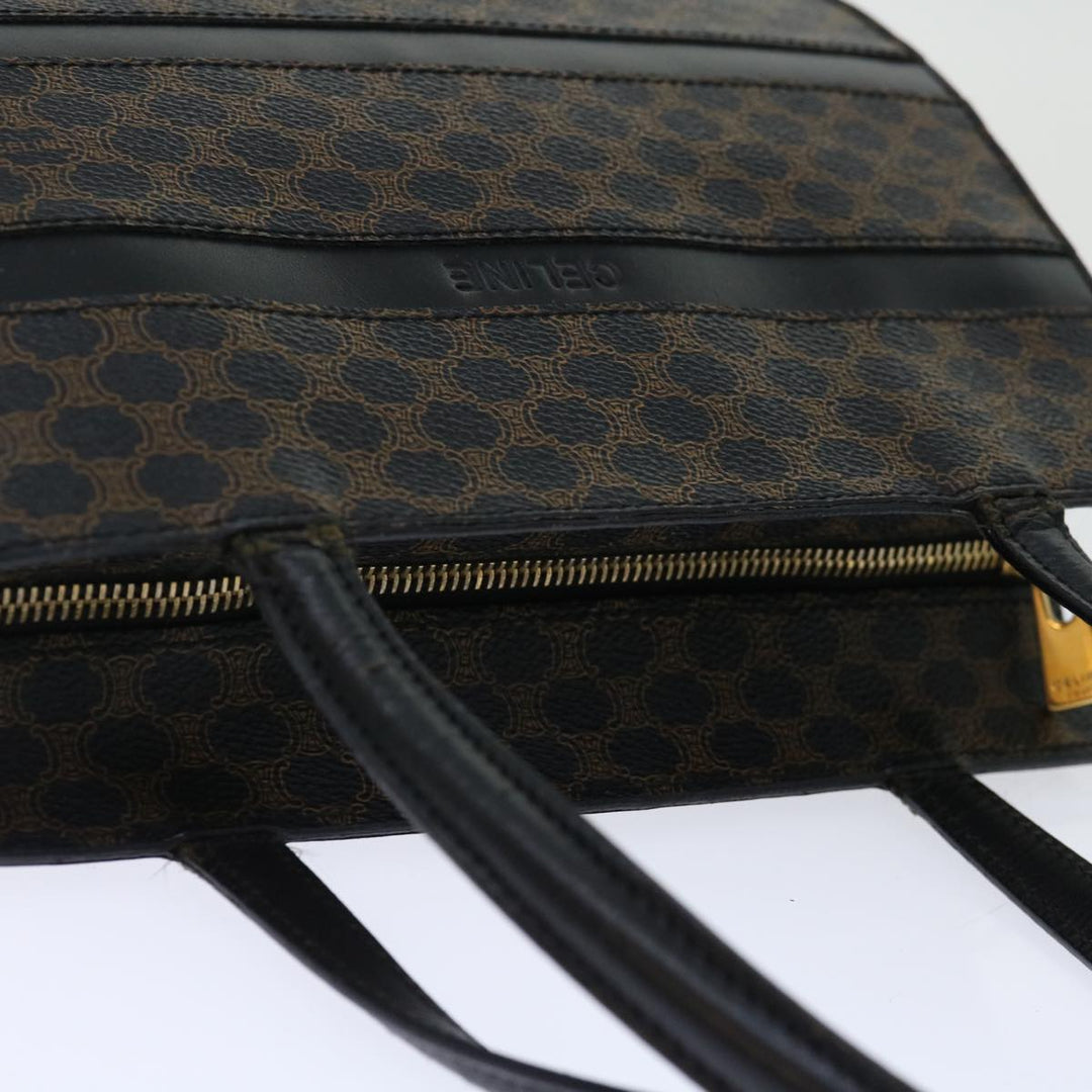 Celine Macadam Canvas Hand Bag PVC Brown Black Auth 70629
