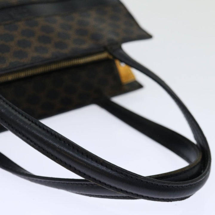 Celine Macadam Canvas Hand Bag PVC Brown Black Auth 70629