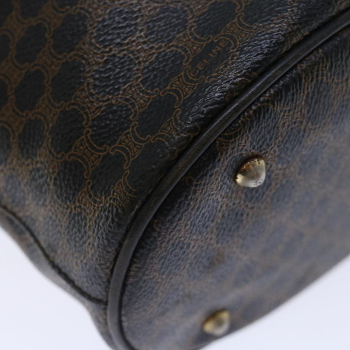 Celine Macadam Canvas Tote Bag PVC Brown Black Auth 70630